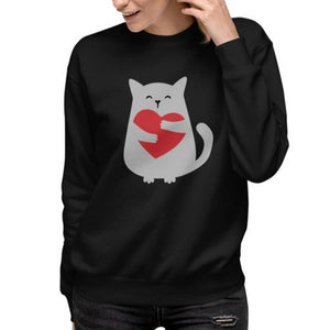 Cat Hug Unisex Fleece Pullover Sweatshirt