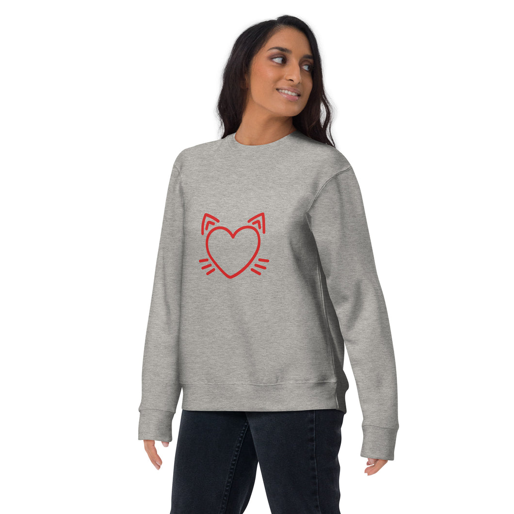 Cat Heart Unisex Fleece Sweatshirt